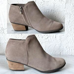 Blondo Villa Waterproof Taupe Suede Leather Side Zip Ankle Boots - Women's 7M